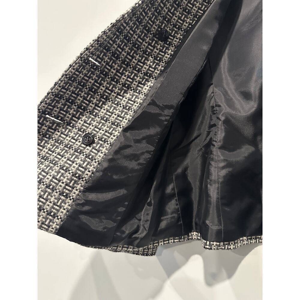Size 12 Black White Plaid Wool Blend Double Breasted Blazer Preppy Clueless - Picture 6 of 9